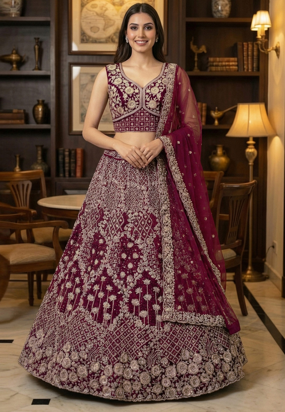 Purple Net Wedding Lehenga Choli 321187