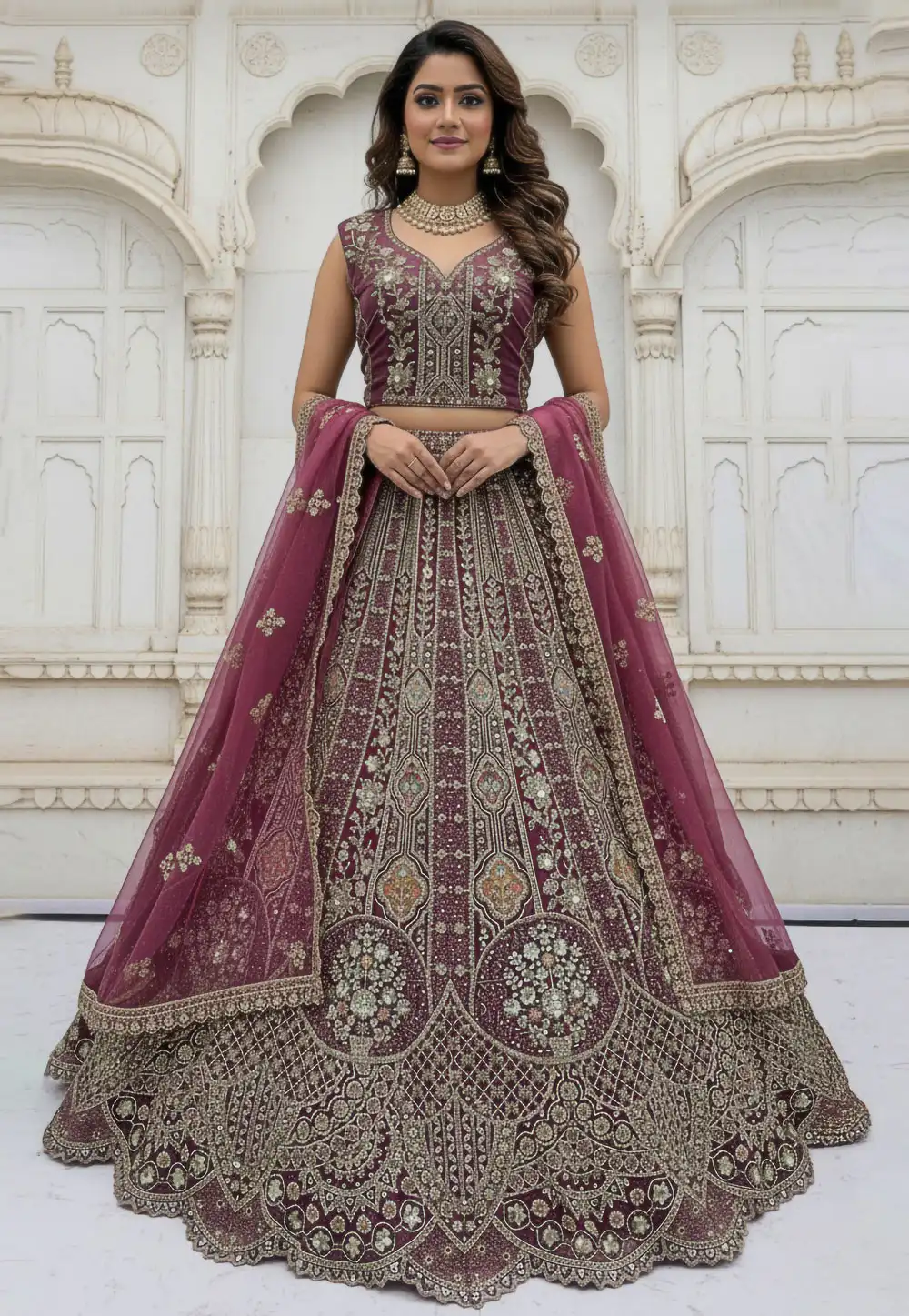 Purple Organza Lehenga Choli For Wedding 320224