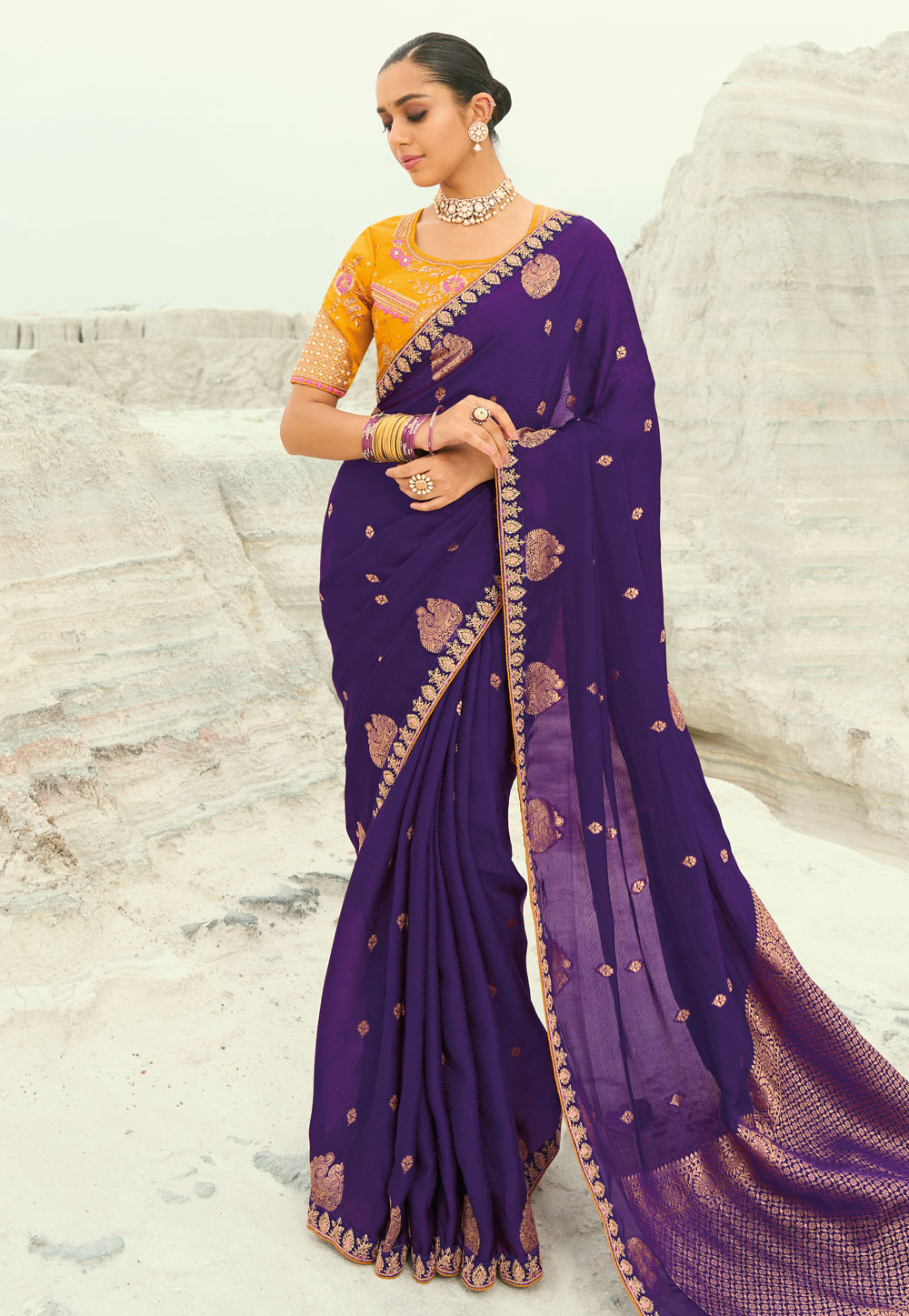Purple Organza Saree With Blouse 319295