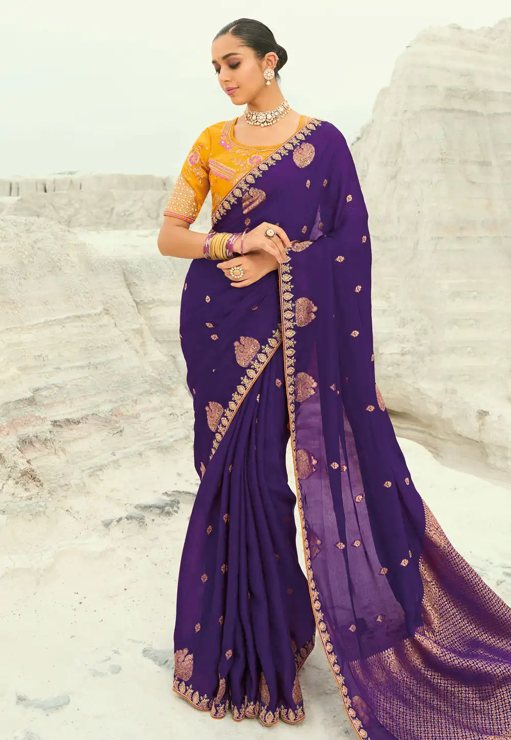 Purple Organza Saree With Blouse 319295