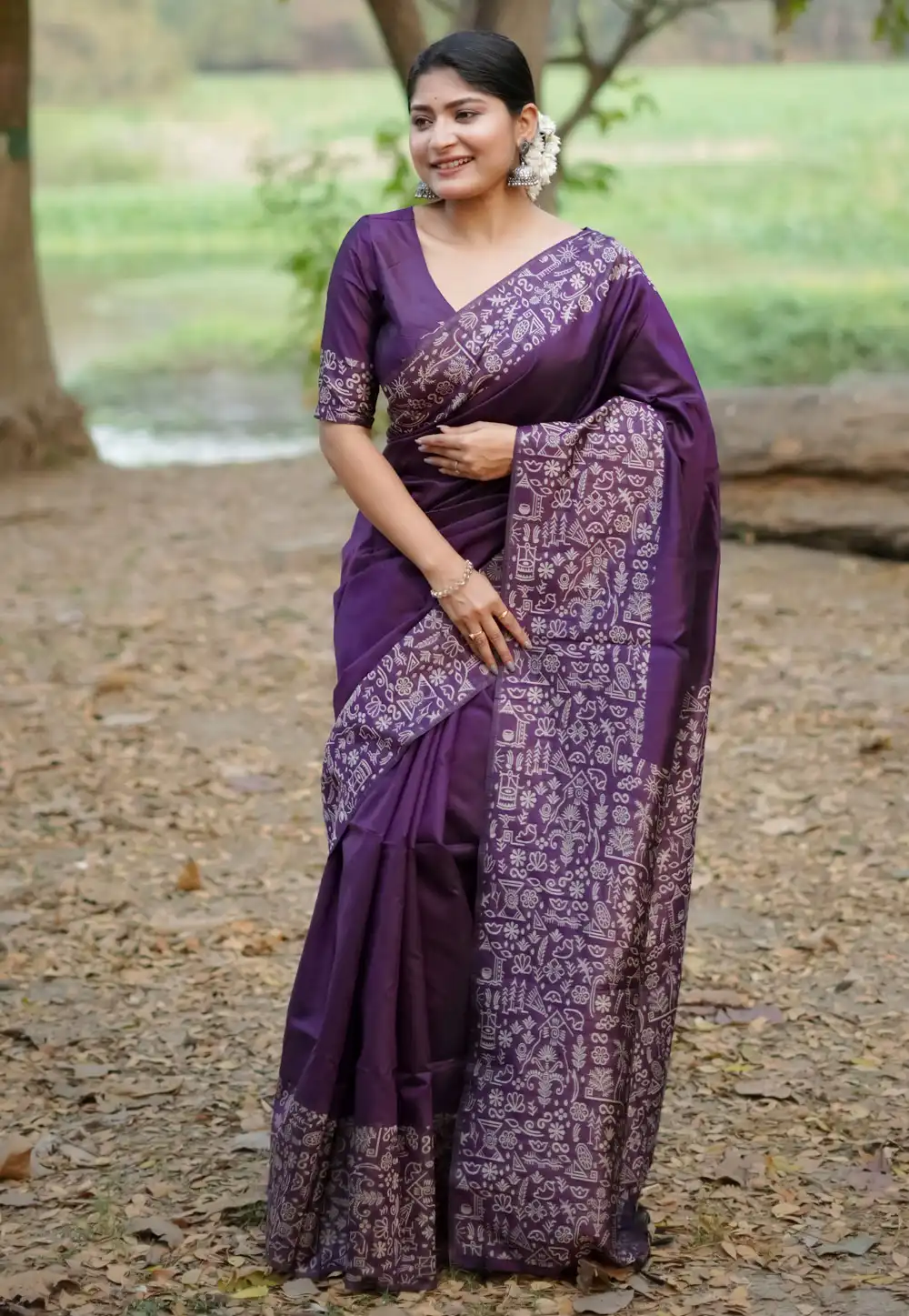 Purple Raw Silk Saree With Blouse 317689