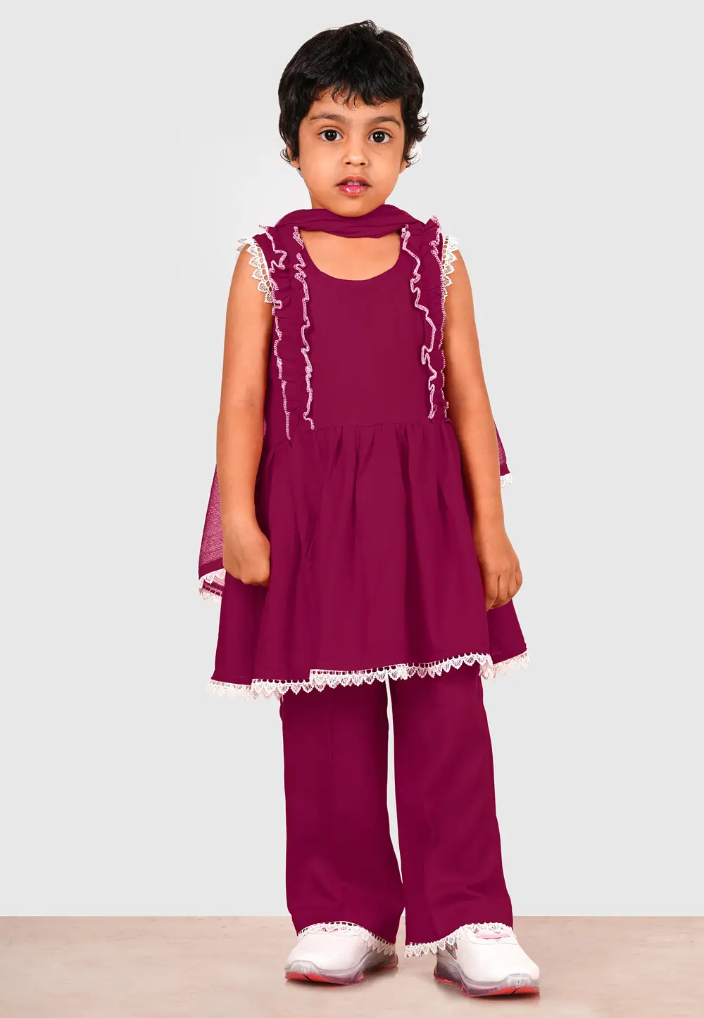 Purple Rayon Girls Palazzo Suit 335723