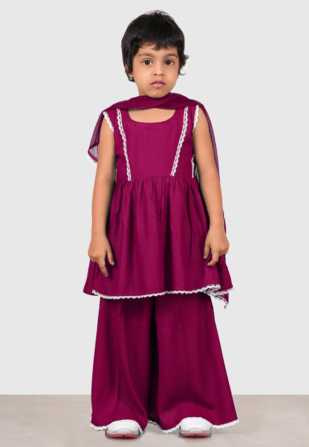 Purple Rayon Girls Palazzo Suit 335727