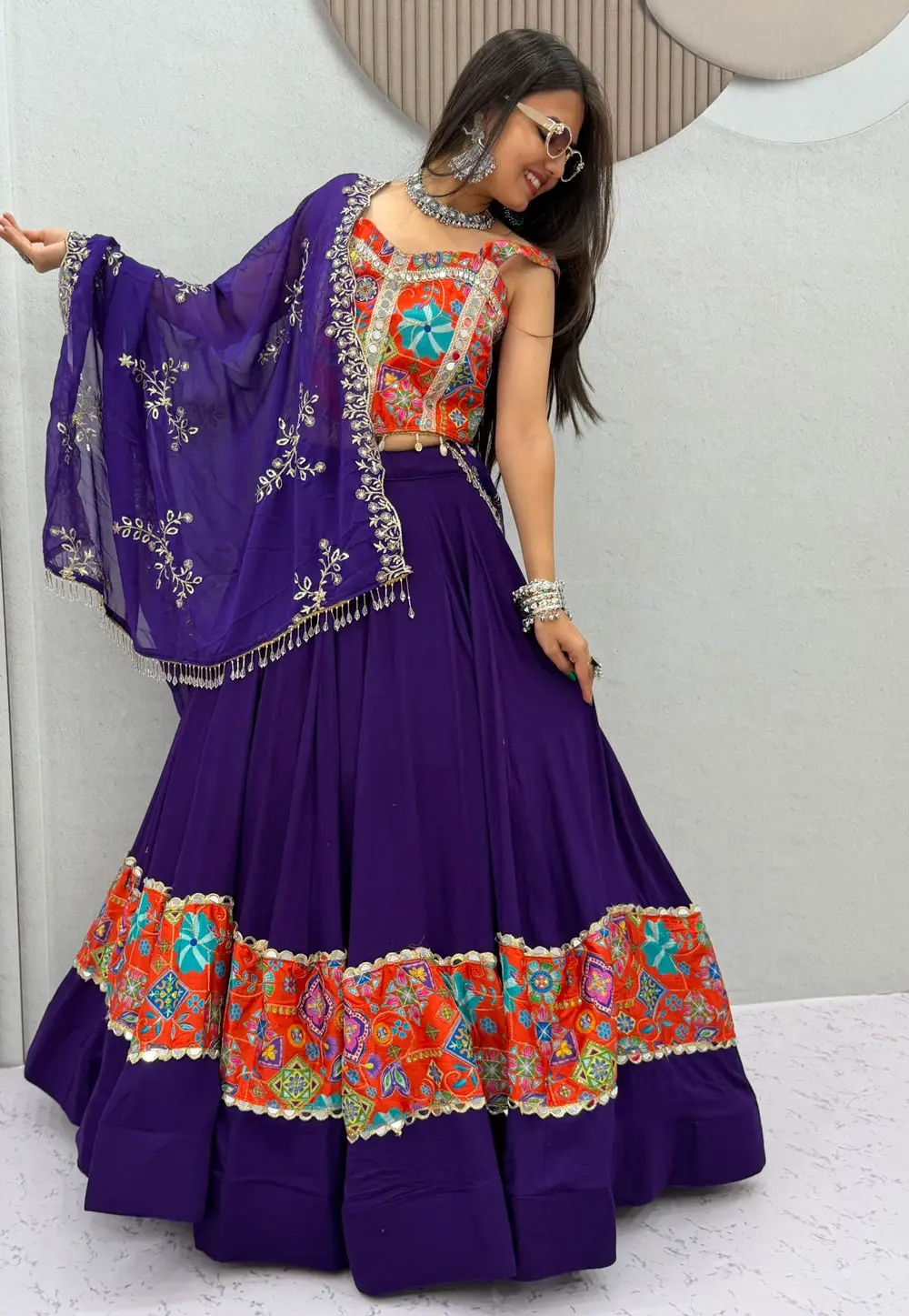 Purple Rayon Navratri Chaniya Choli 333946