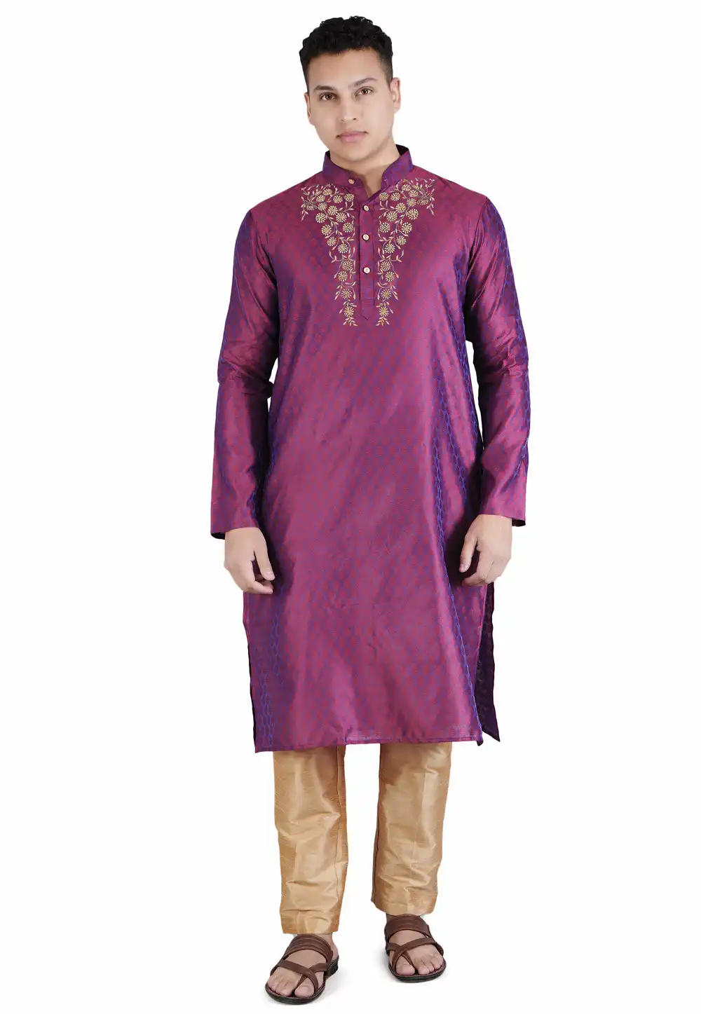 Purple Satin Kurta Pajama 282957