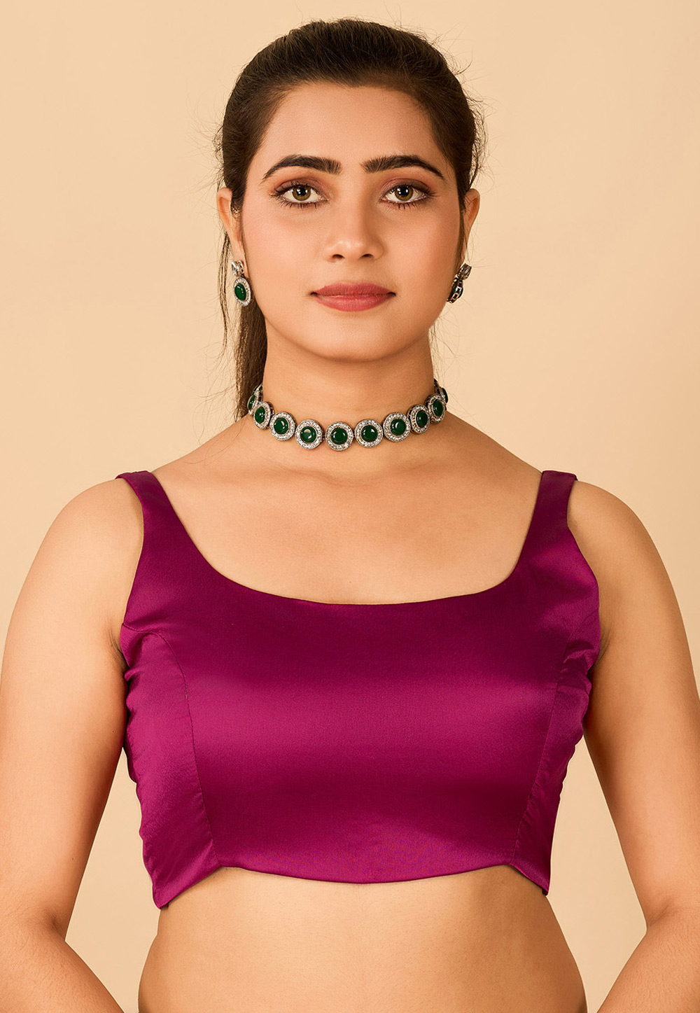 Purple Satin Readymade Blouse 285310
