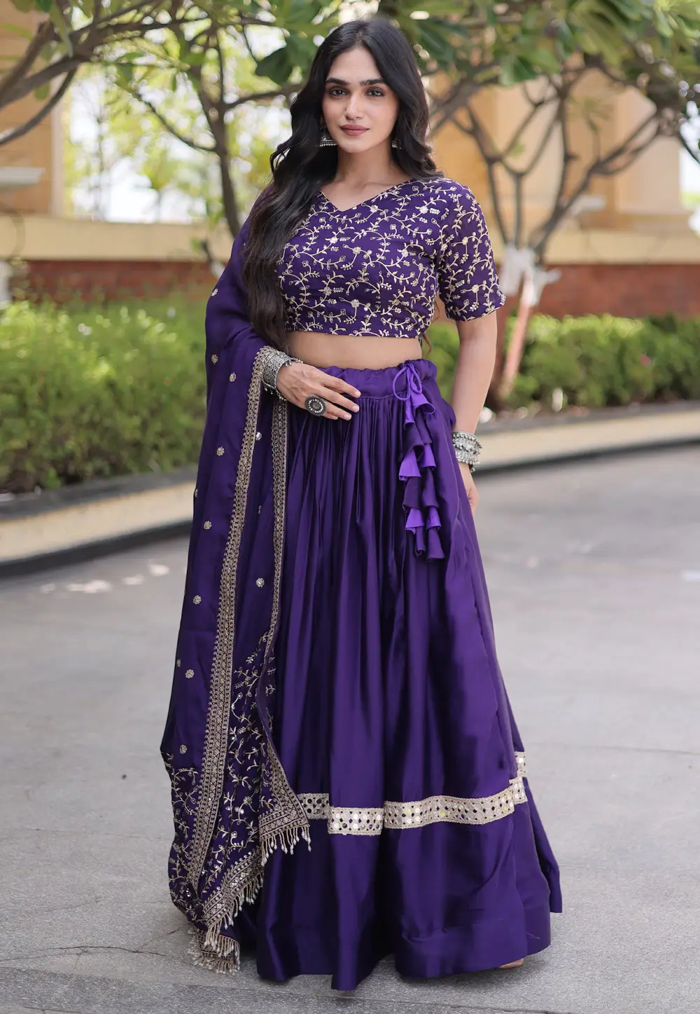 Purple Satin Silk Lehenga Choli 332995