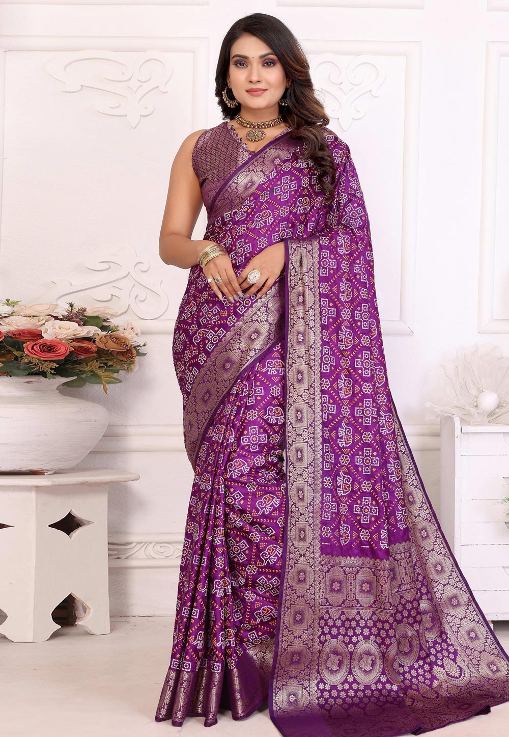 Purple Satin Silk Saree With Blouse 319145