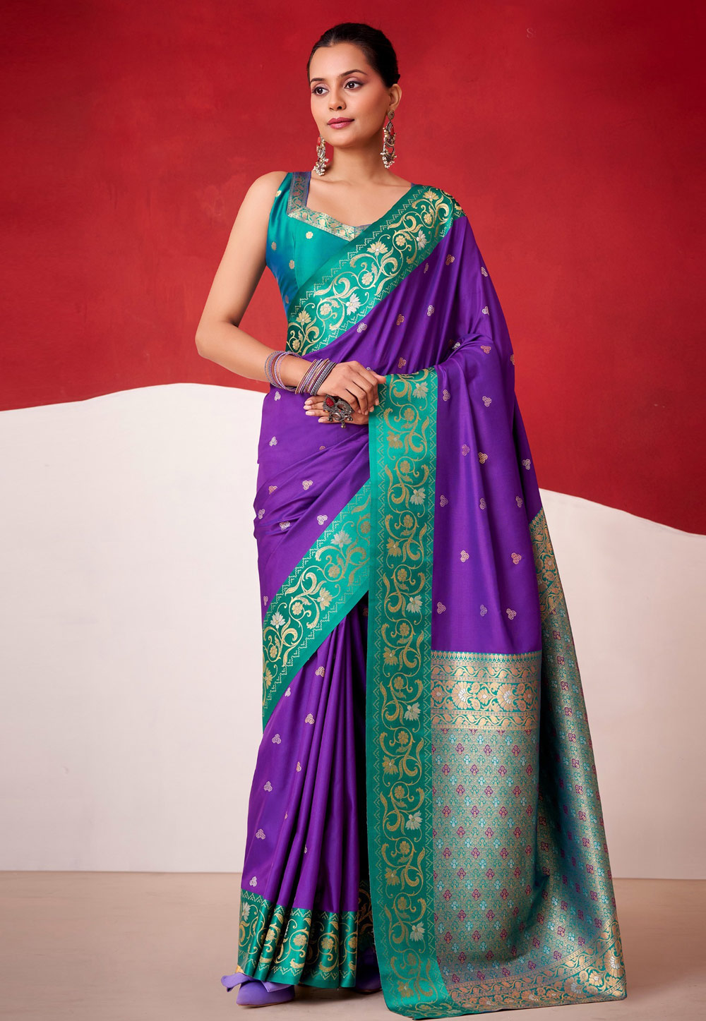 Purple Satin Silk Saree With Blouse 324381
