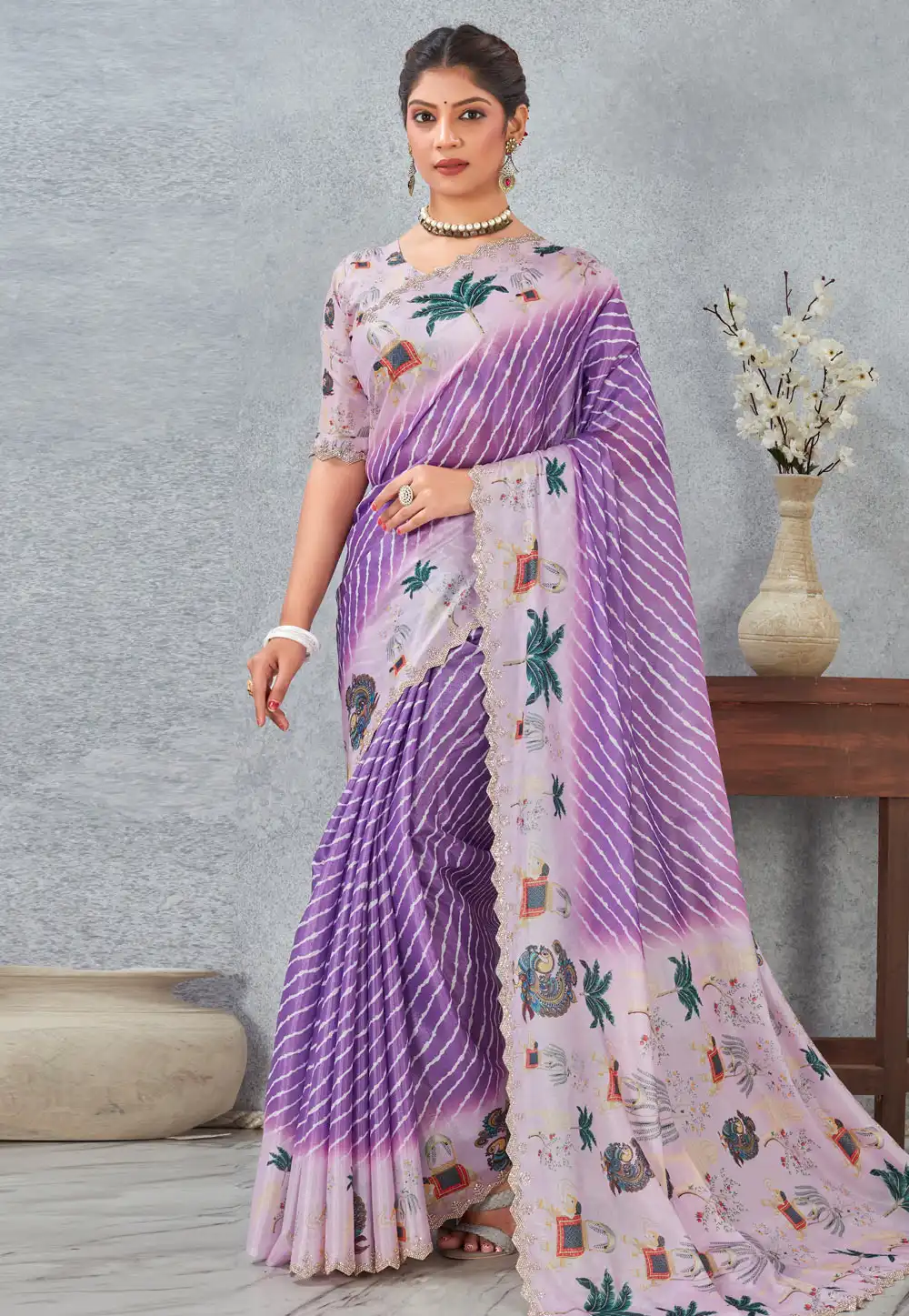 Purple Satin Silk Saree With Blouse 318331