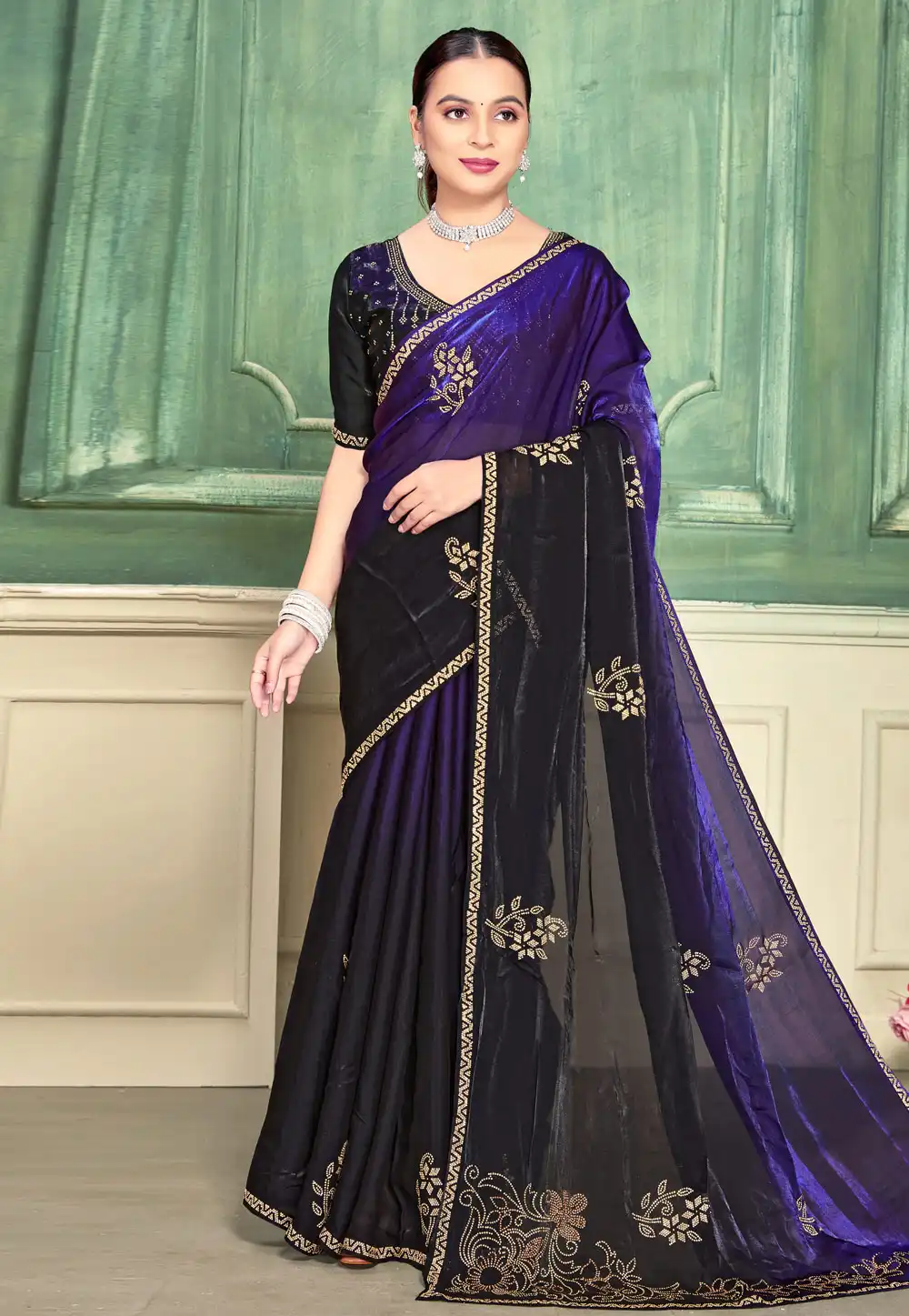 Purple Satin Silk Saree With Blouse 319491