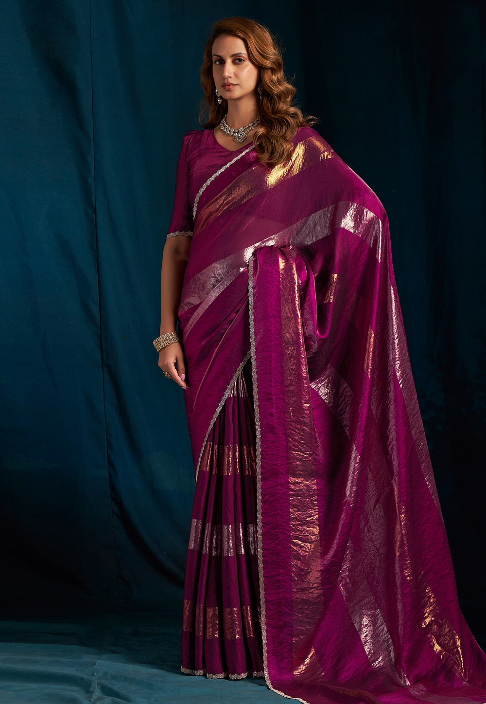 Purple Satin Silk Saree With Blouse 328088