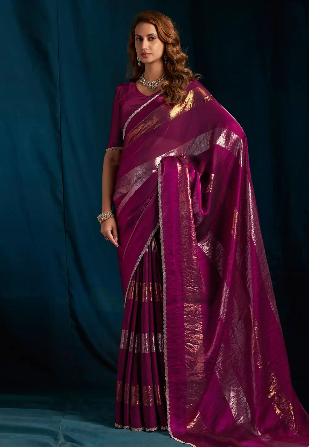 Purple Satin Silk Saree With Blouse 328088
