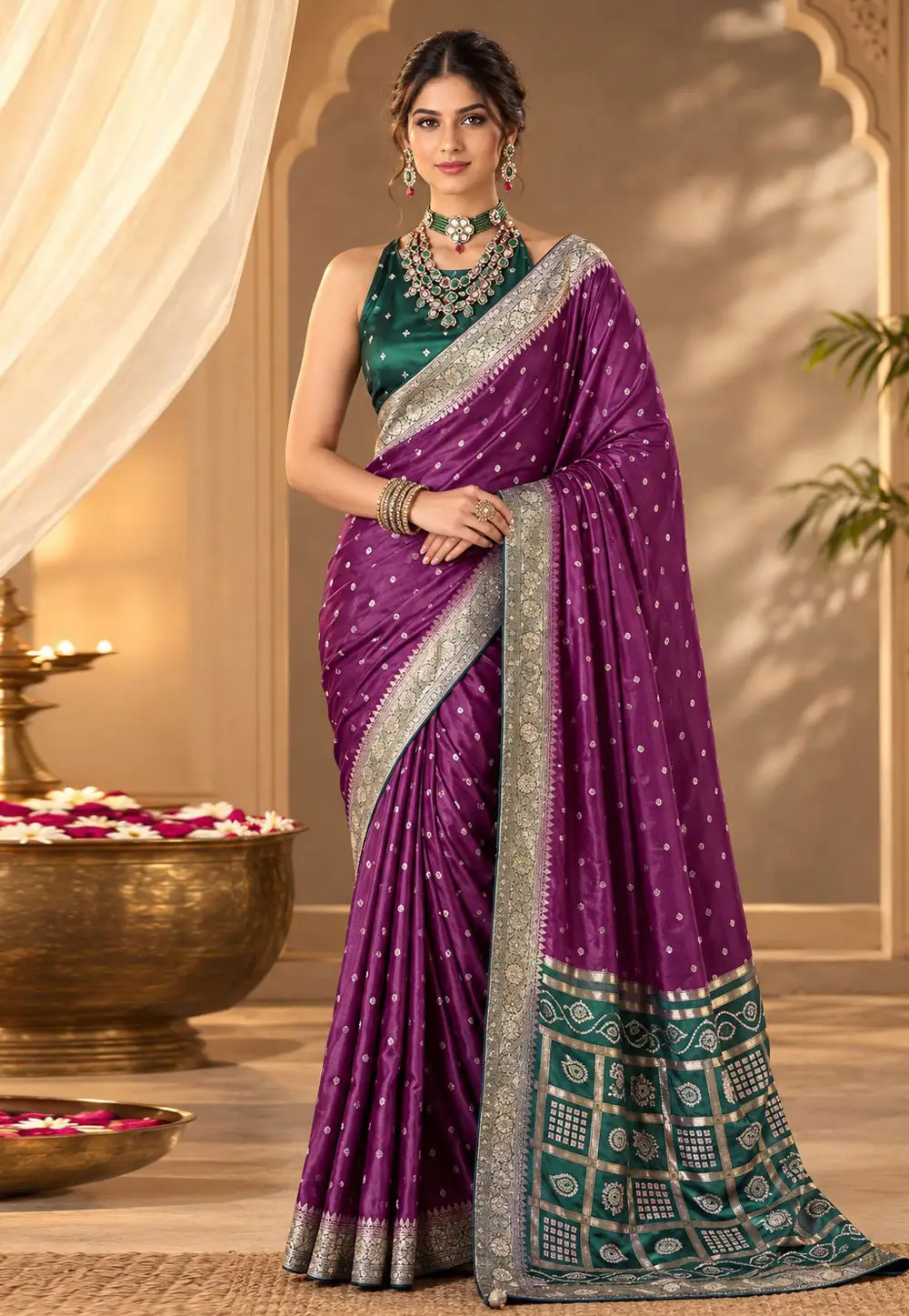 Purple Satin Silk Saree With Blouse 336232