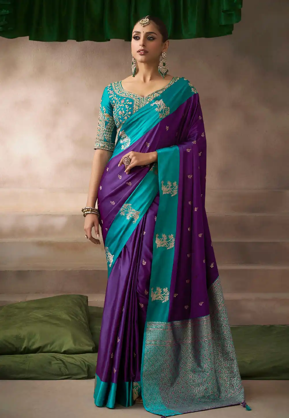 Purple Satin Silk Saree With Blouse 317020
