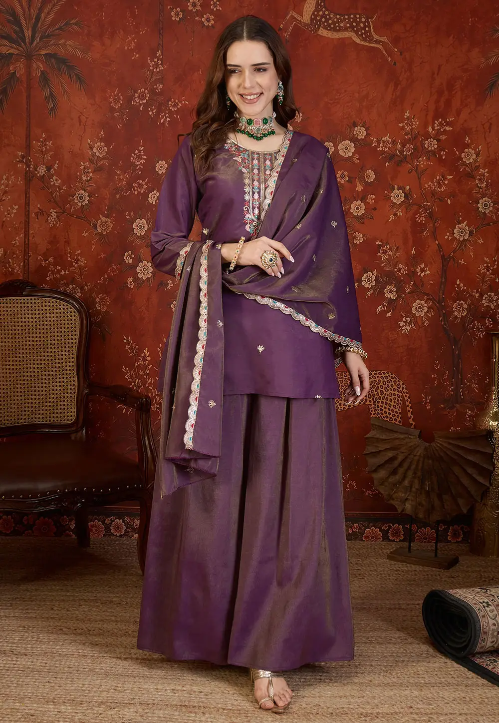Purple Shimmer Readymade Pakistani Suit 336034