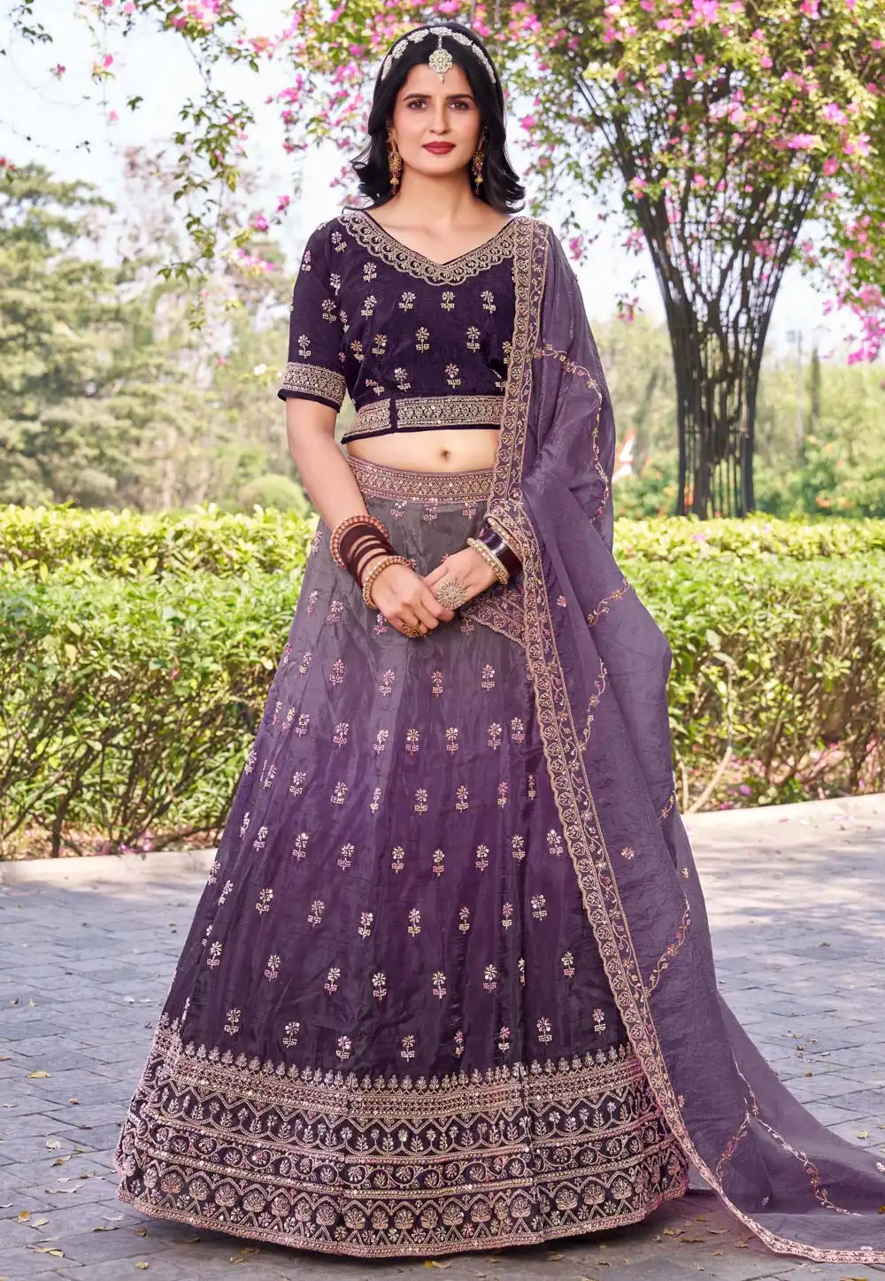 Purple Silk A Line Lehenga Choli 307510