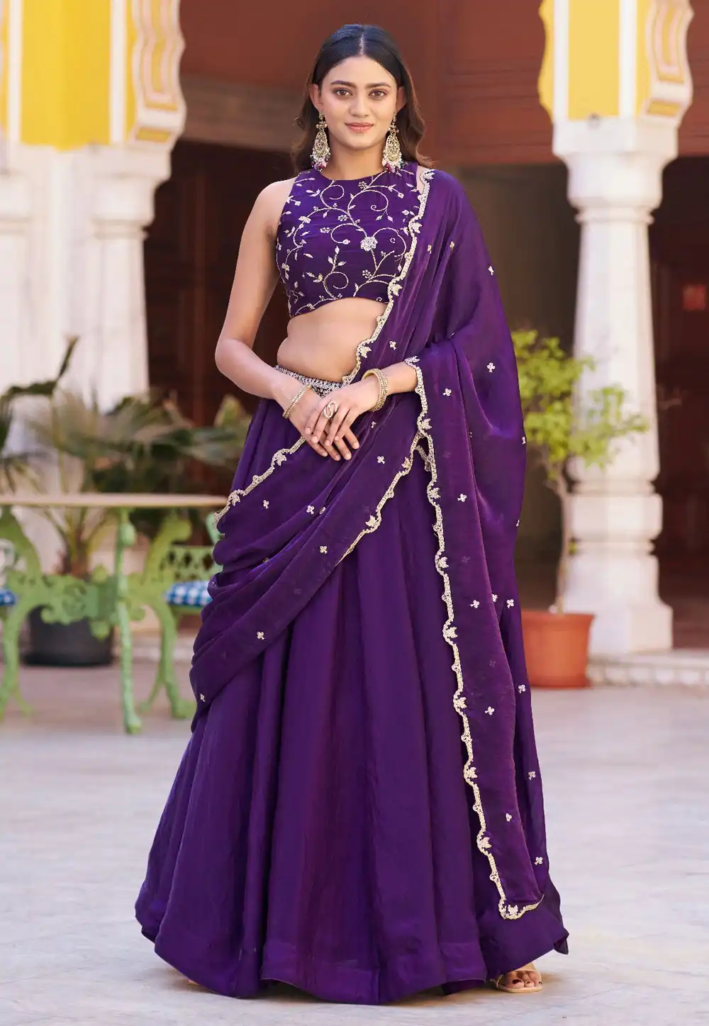 Purple Silk Circular Lehenga Choli 328820