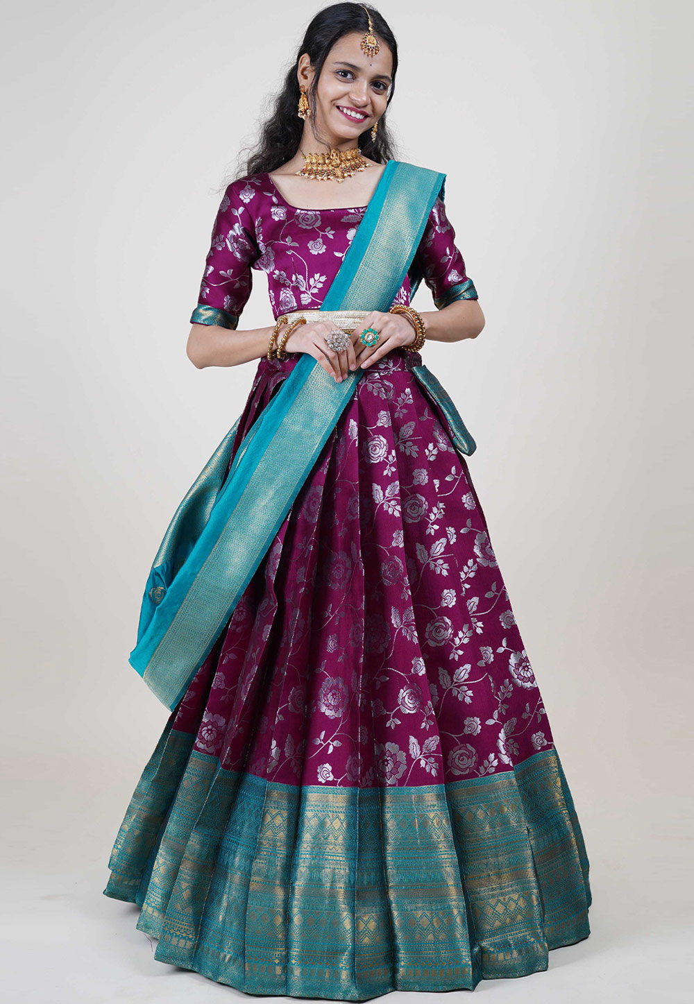 Purple Silk Circular Lehenga Choli 284365