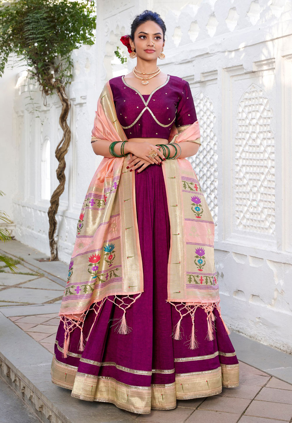 Purple Silk Circular Lehenga Choli 305739