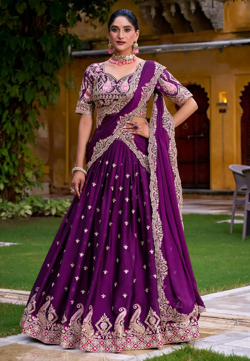 Purple Silk Circular Lehenga Choli 317805