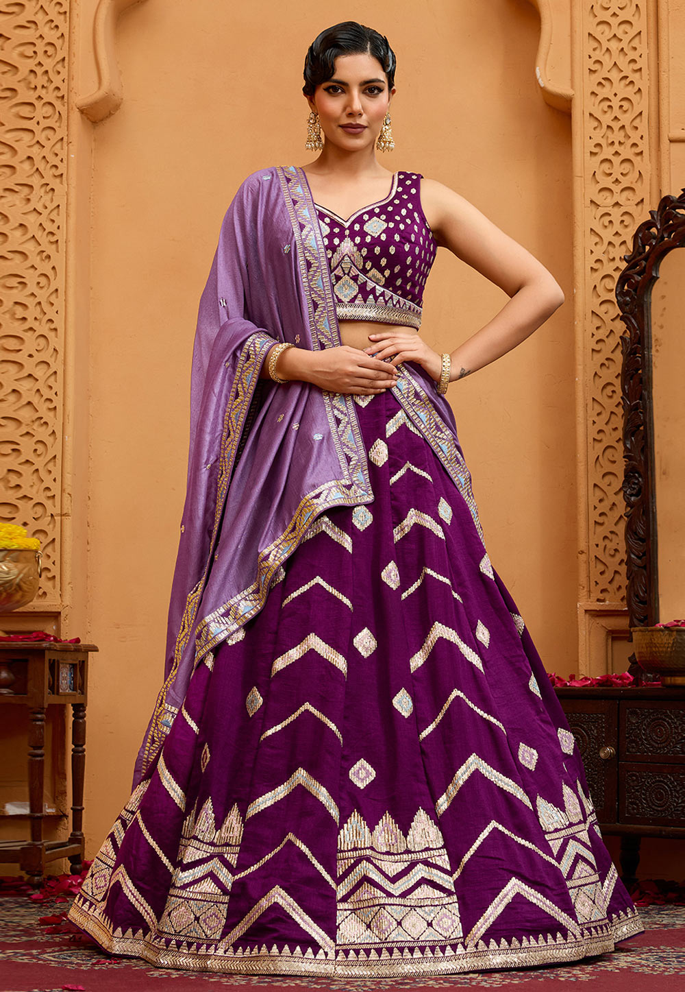 Purple Silk Circular Lehenga Choli 318102