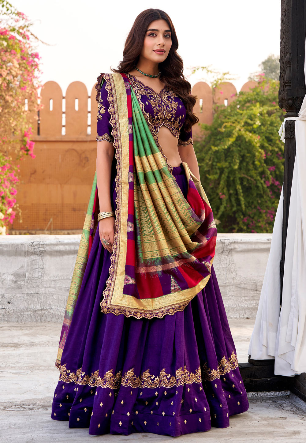 Purple Silk Circular Lehenga Choli 323925