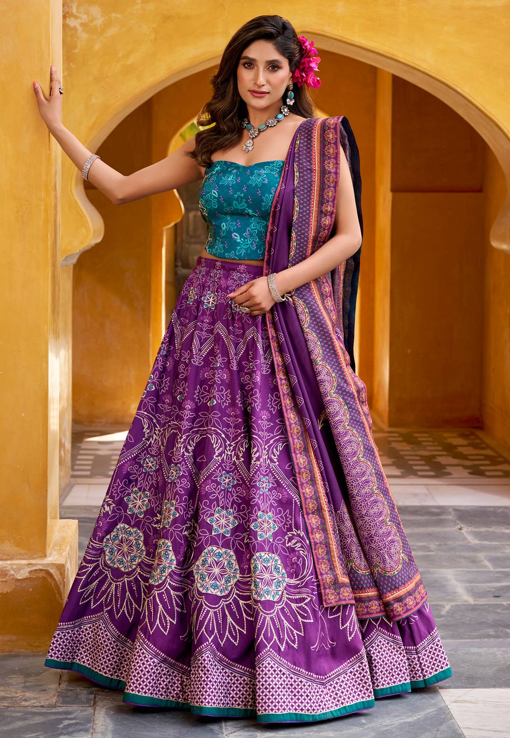 Purple Silk Circular Lehenga Choli 324174