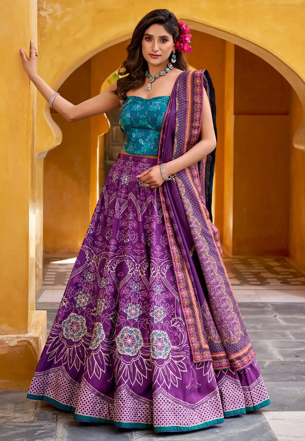 Purple Silk Circular Lehenga Choli 324174