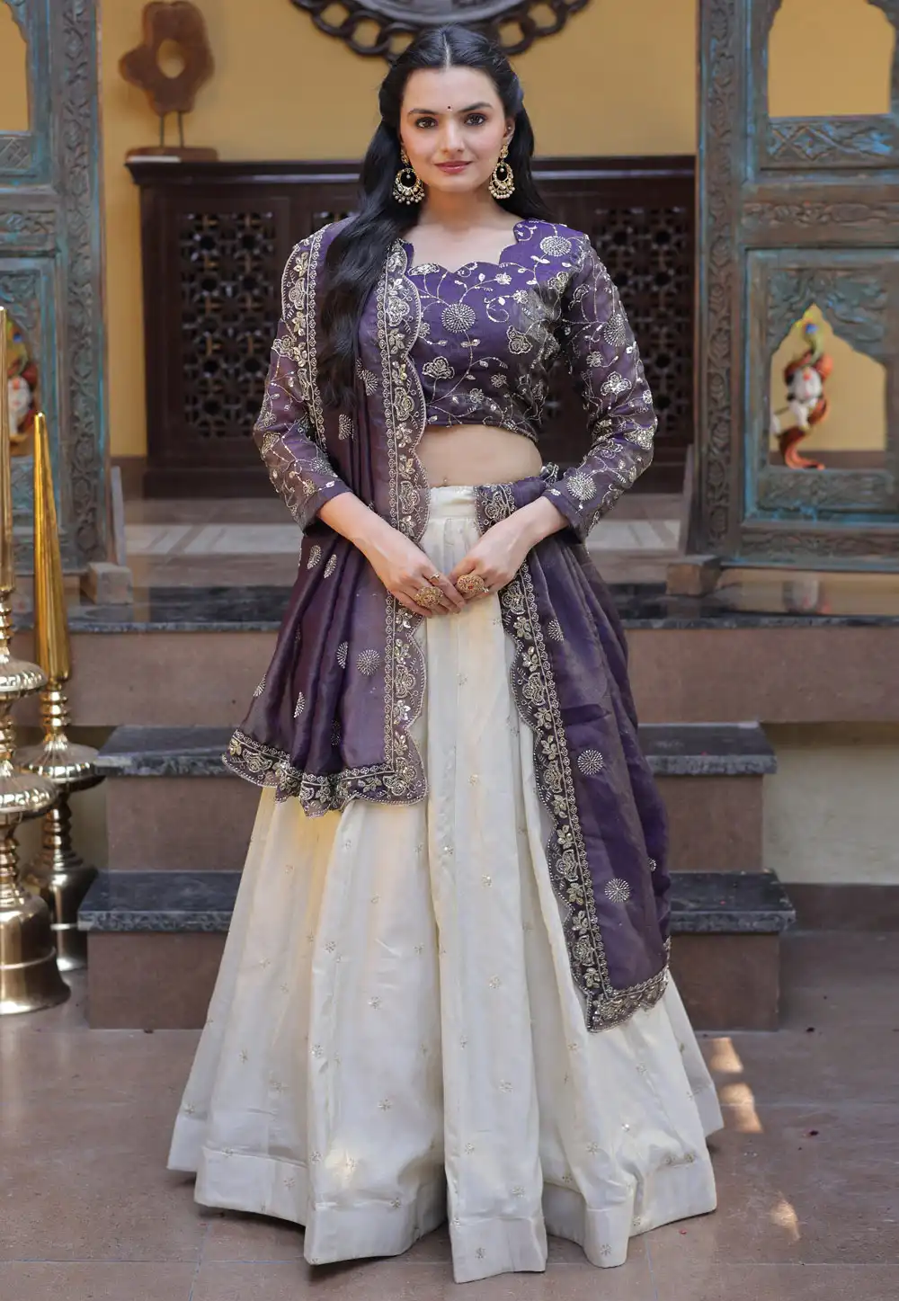 Purple Silk Circular Lehenga Choli 328570