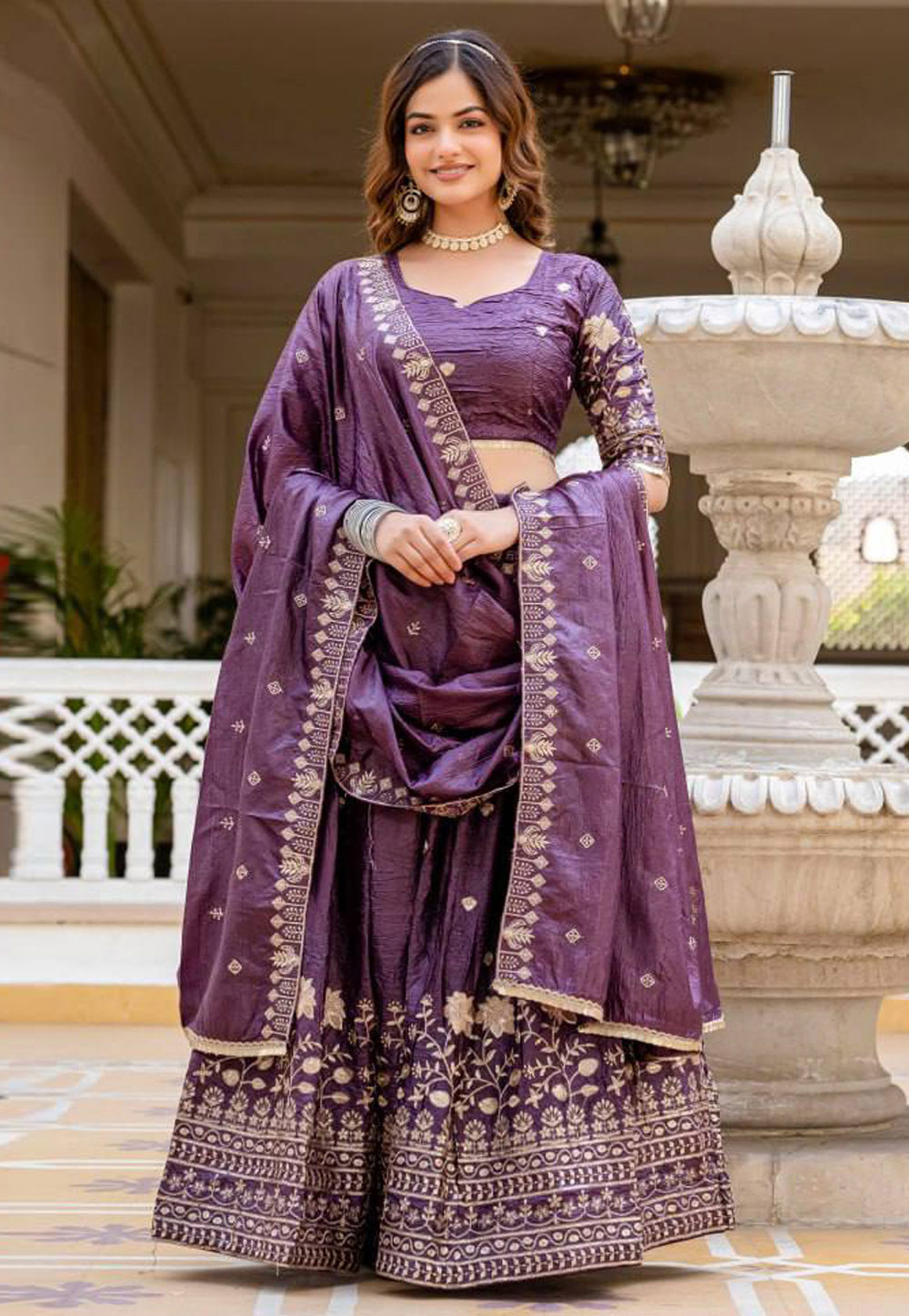Purple Silk Circular Lehenga Choli 318735