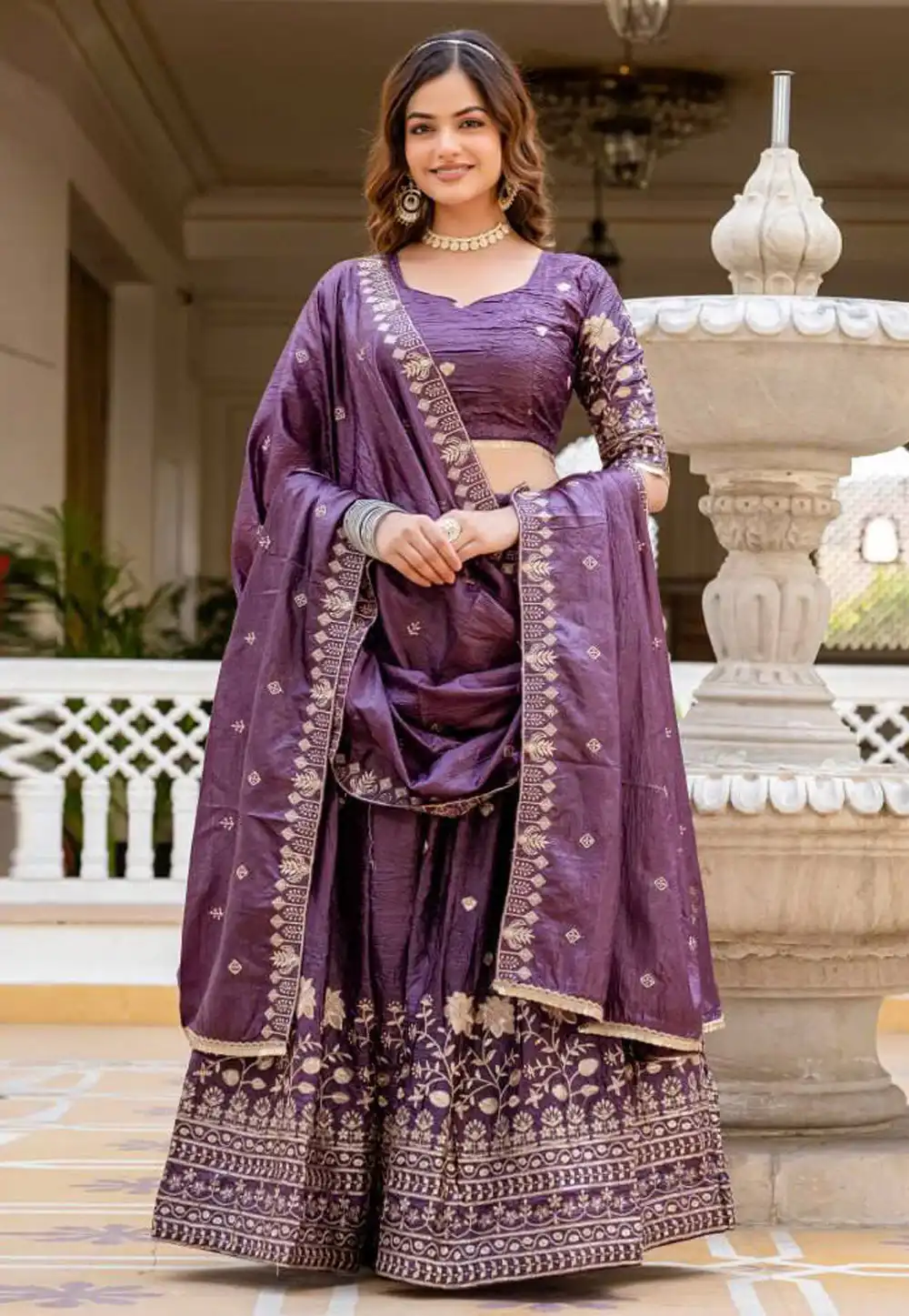 Purple Silk Circular Lehenga Choli 318735