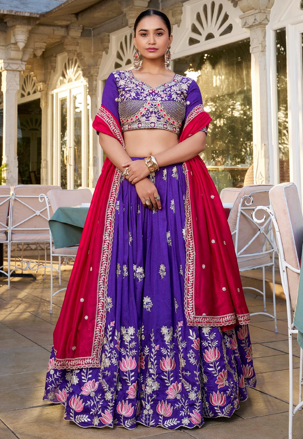 Purple Silk Circular Lehenga Choli 309943