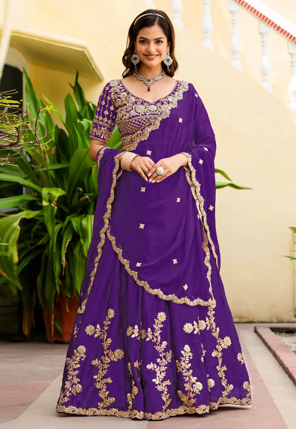 Purple Silk Circular Lehenga Choli 329201