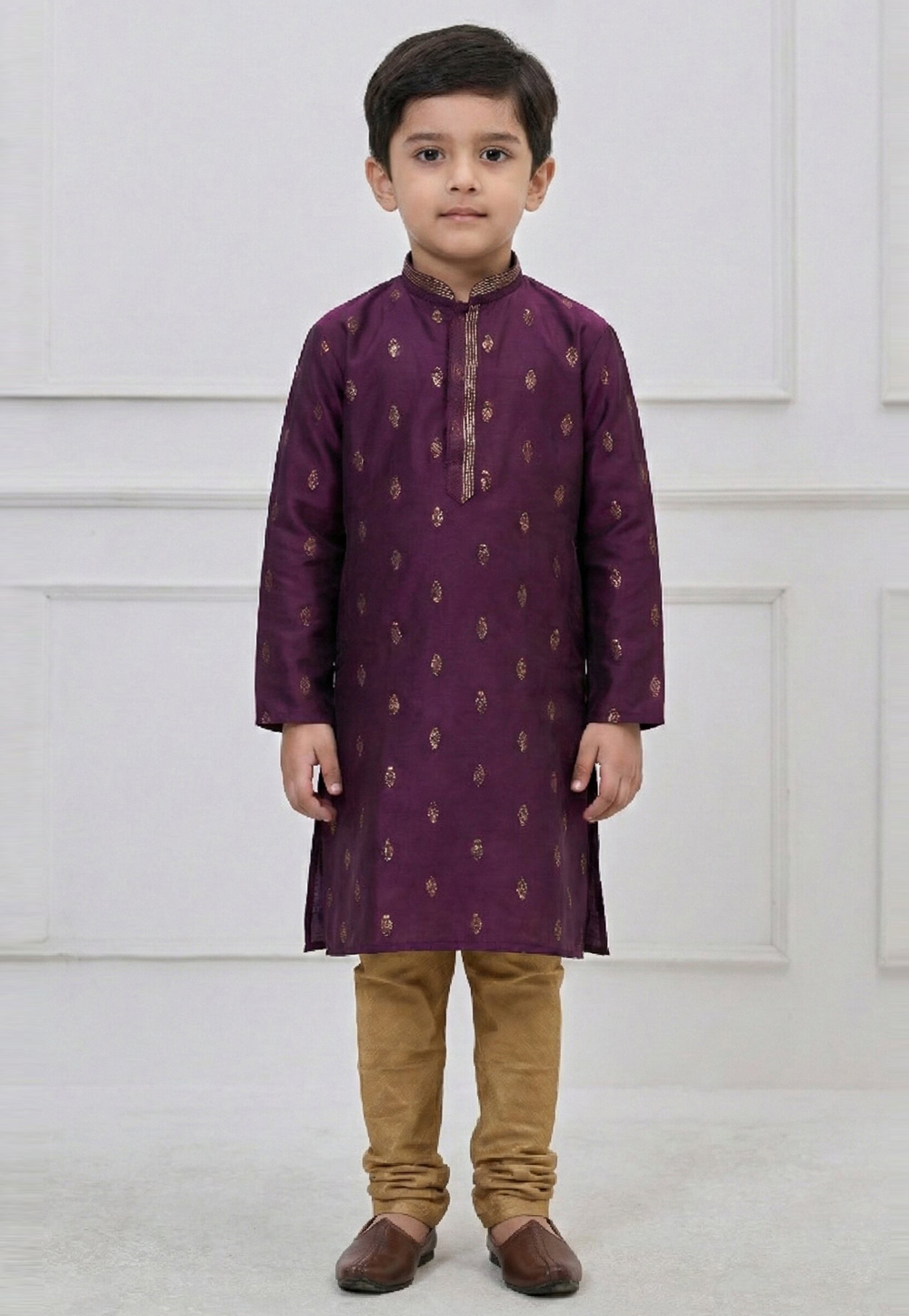 Purple Silk Kids Kurta Pajama 325148