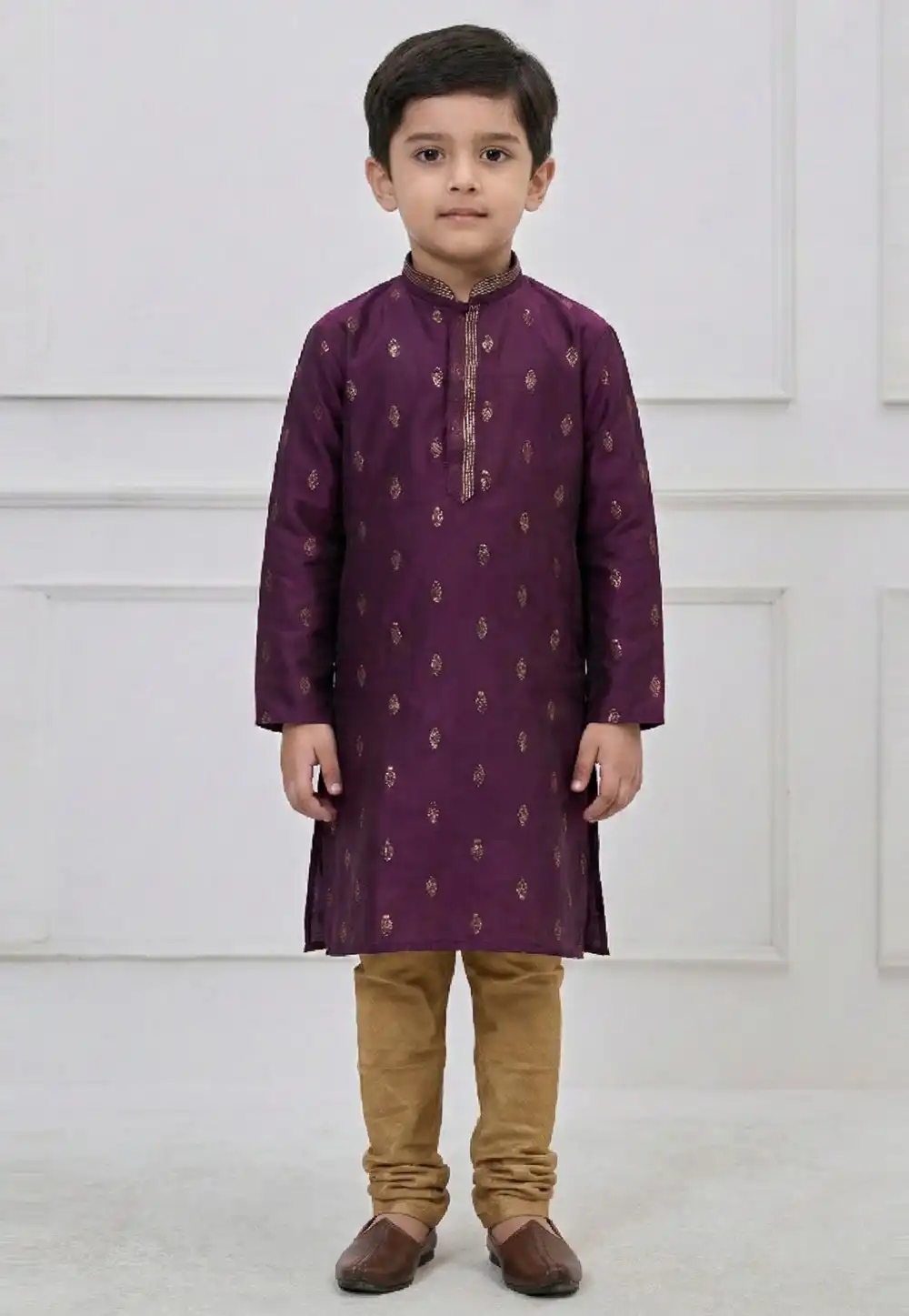 Purple Silk Kids Kurta Pajama 325148
