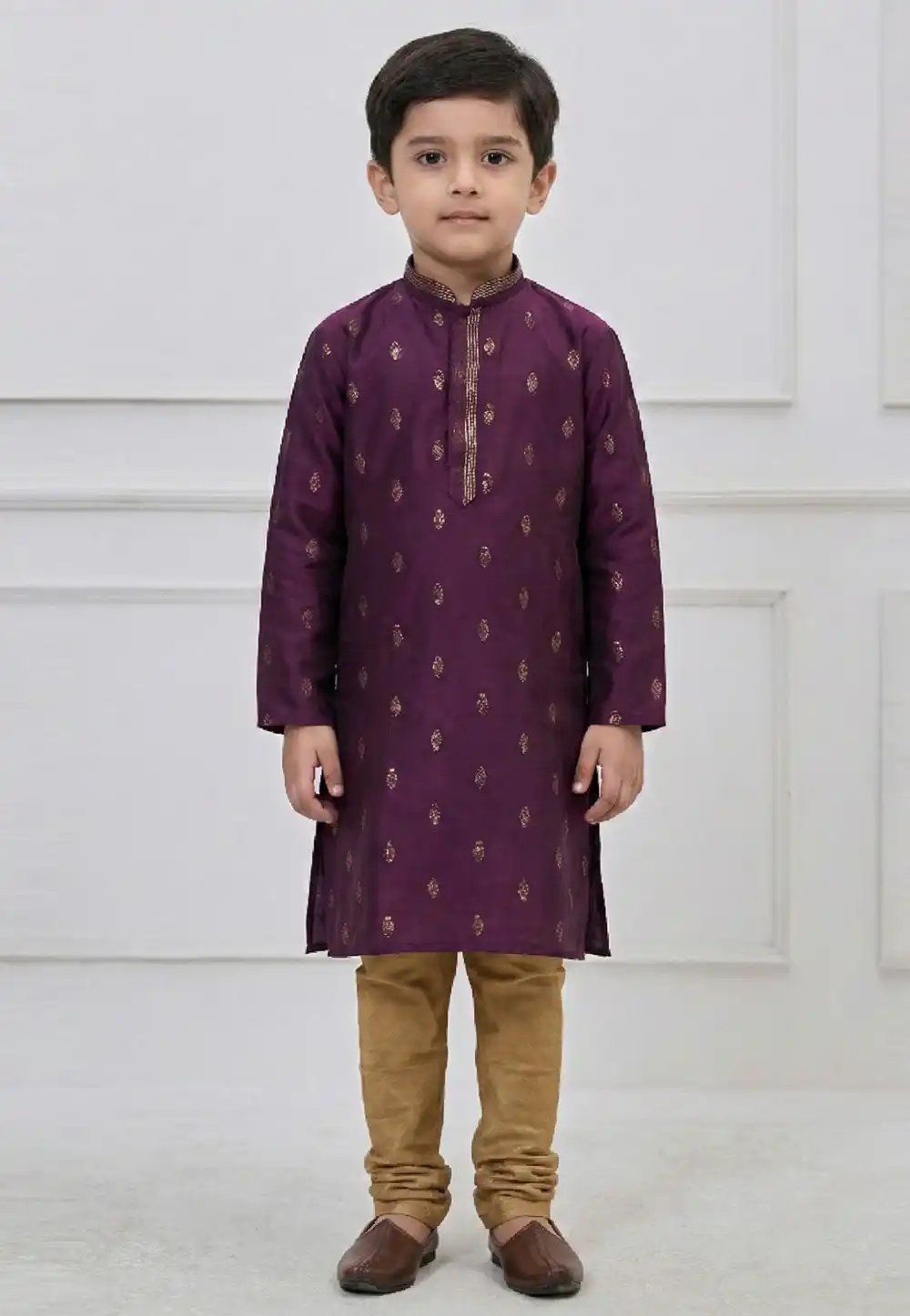 Purple Silk Kids Kurta Pajama 323127