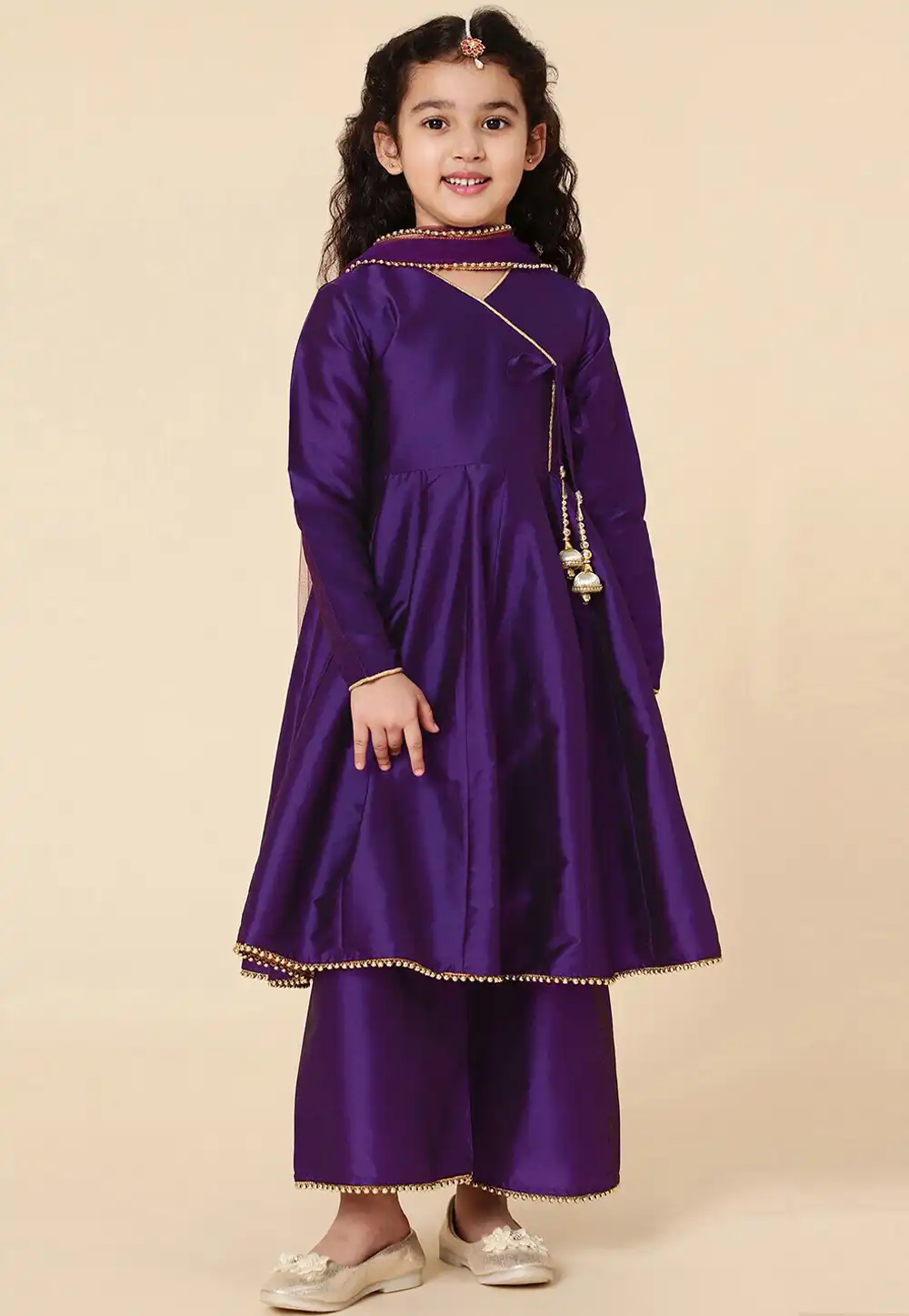 Purple Silk Kids Palazzo Suit 323615