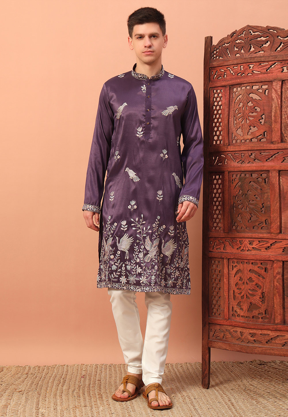 Purple Silk Kurta Pajama 308625