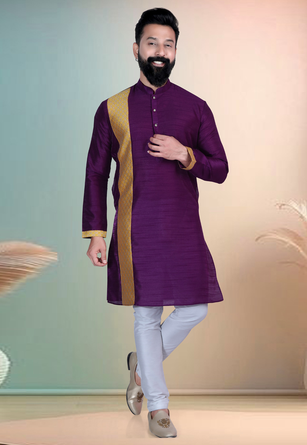 Purple Silk Kurta Pajama 318627