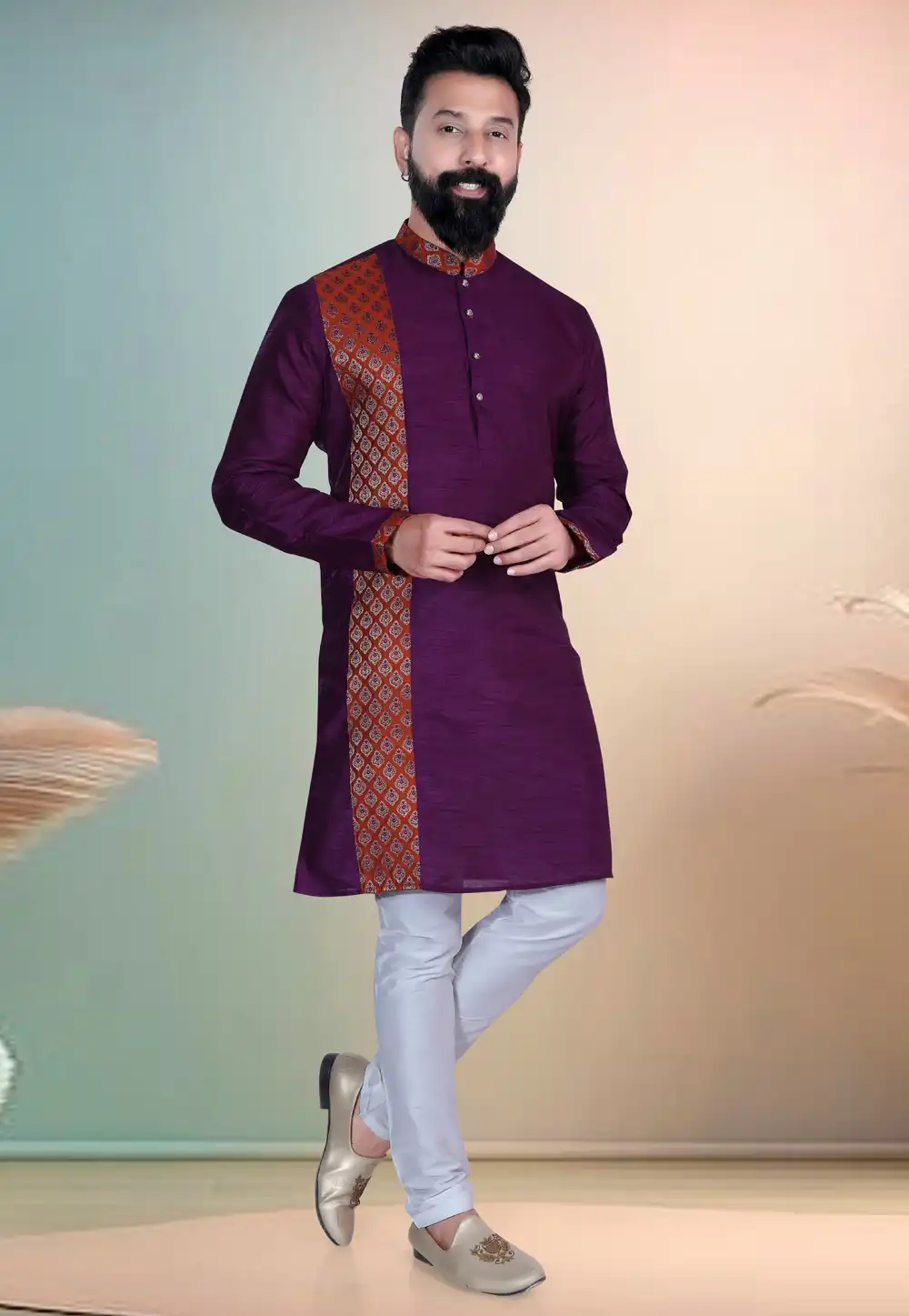 Purple Silk Kurta Pajama 318630