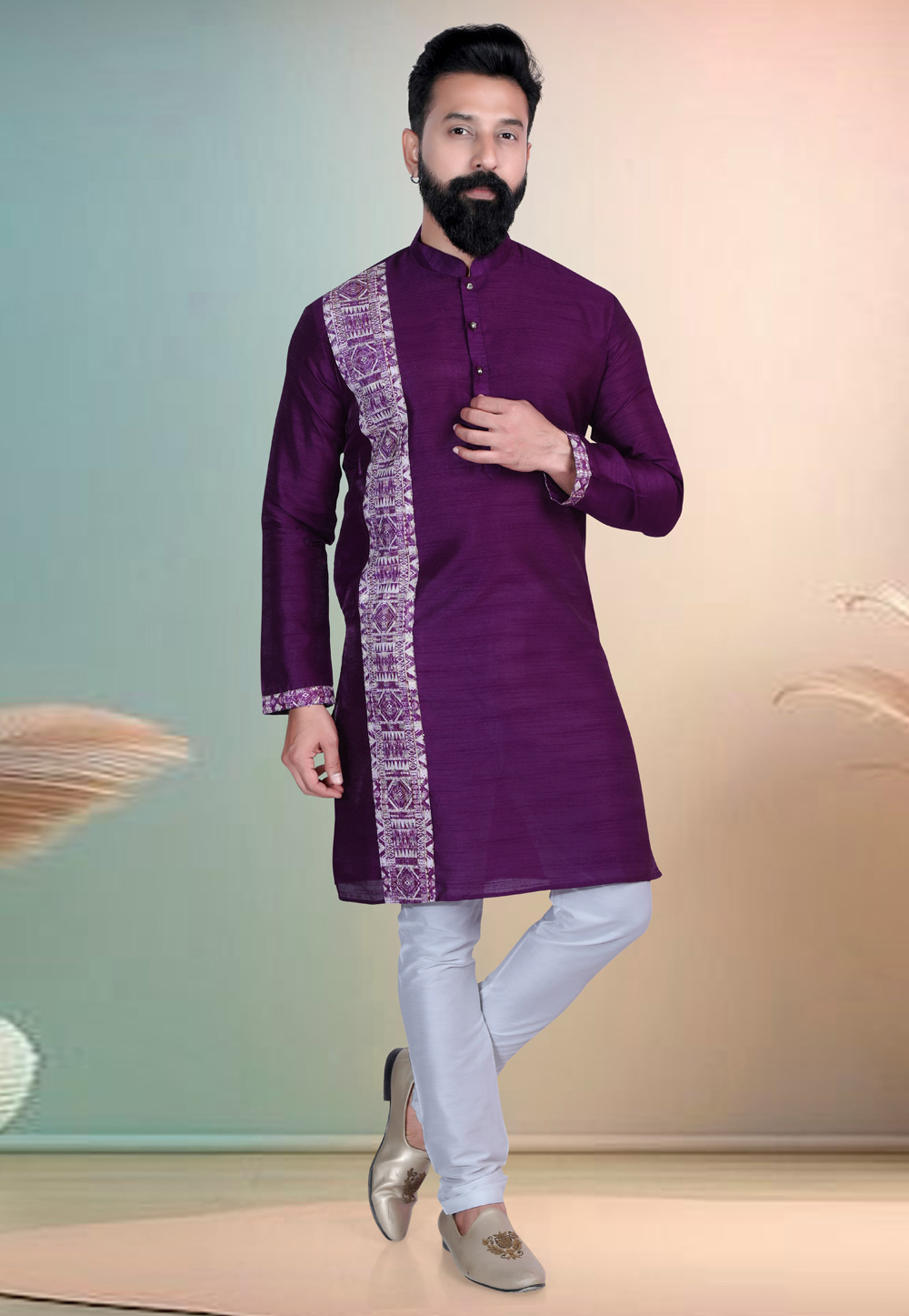 Purple Silk Kurta Pajama 318632