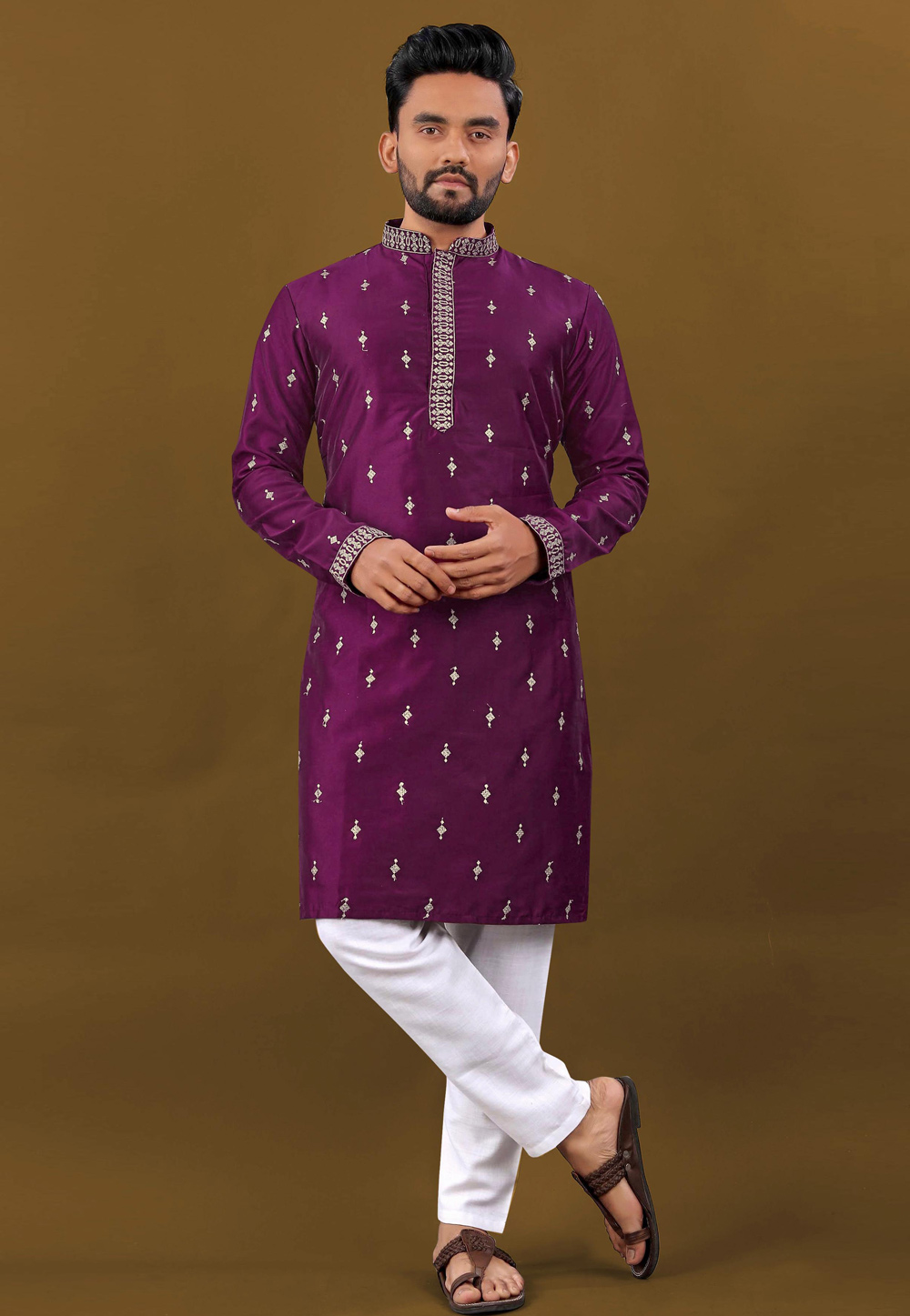 Purple Silk Kurta Pajama 306038