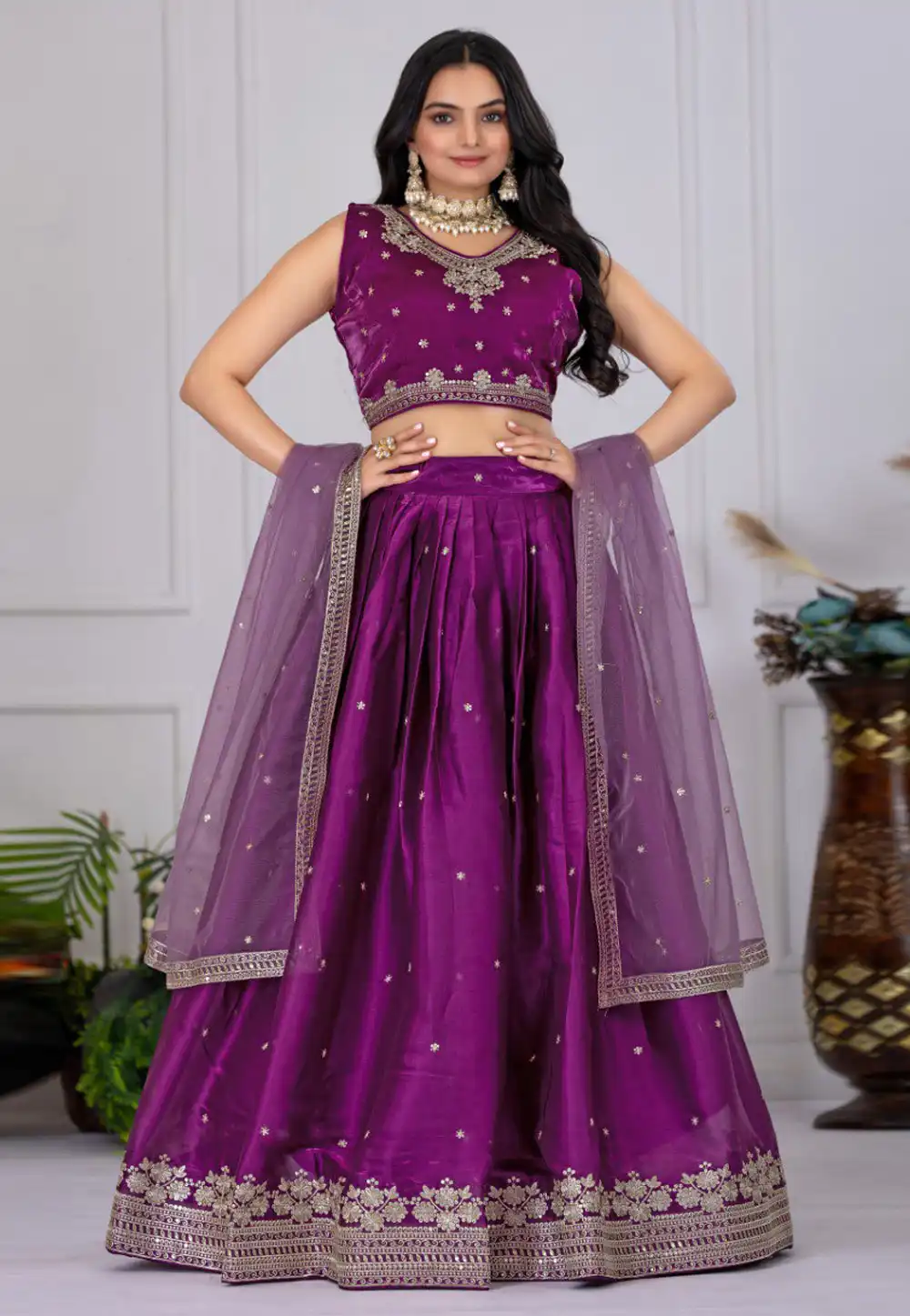 Purple Silk Lehenga Choli 322432