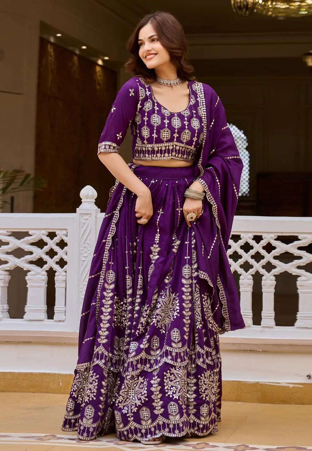 Purple Silk Lehenga Choli 333464