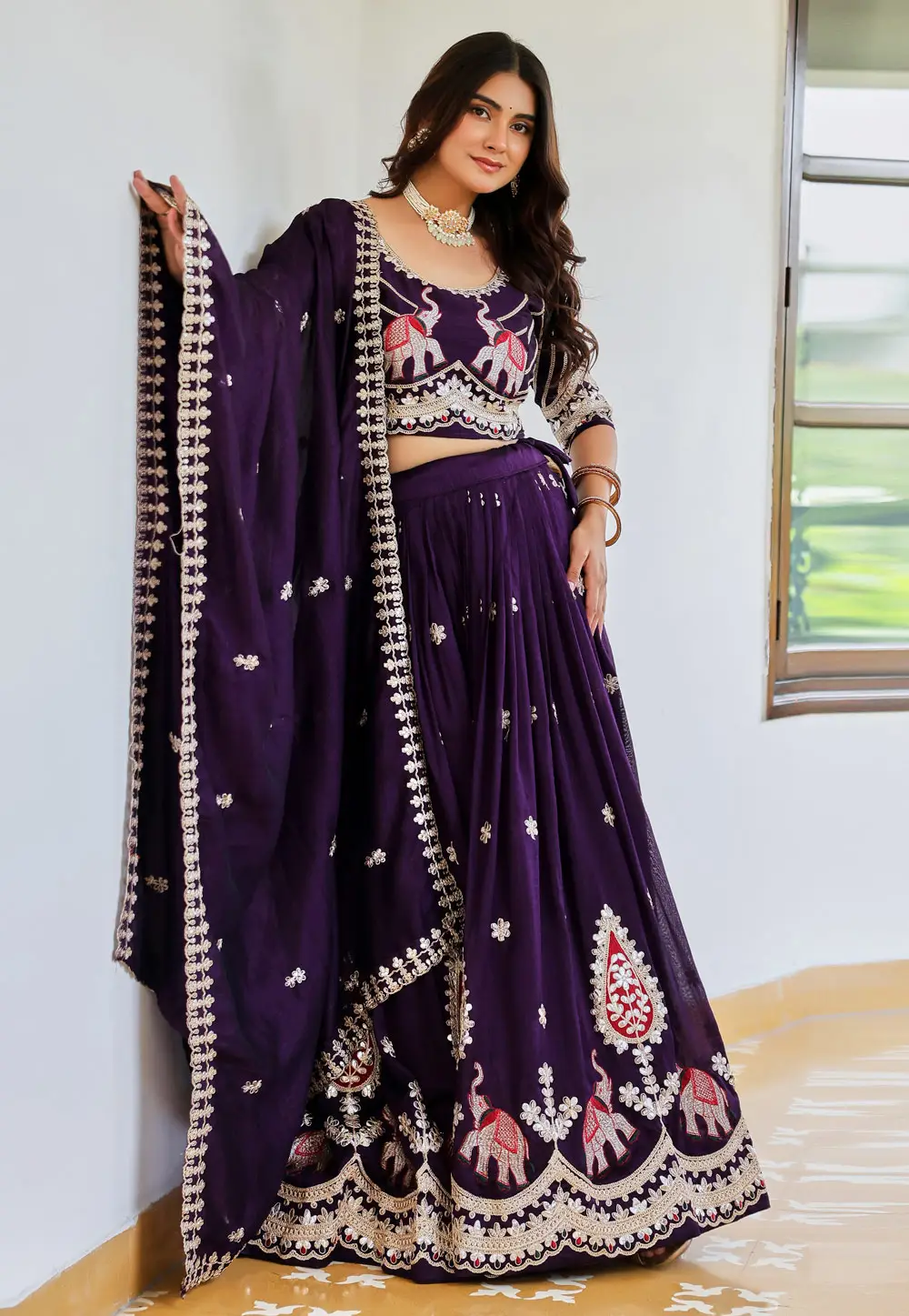 Purple Silk Lehenga Choli 337054