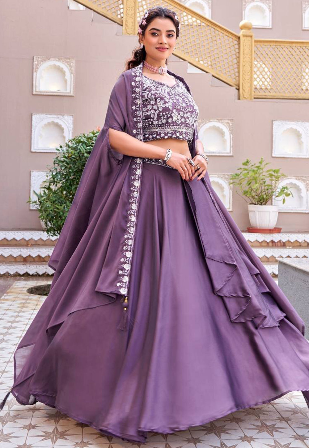Purple Silk Lehenga Choli 327511
