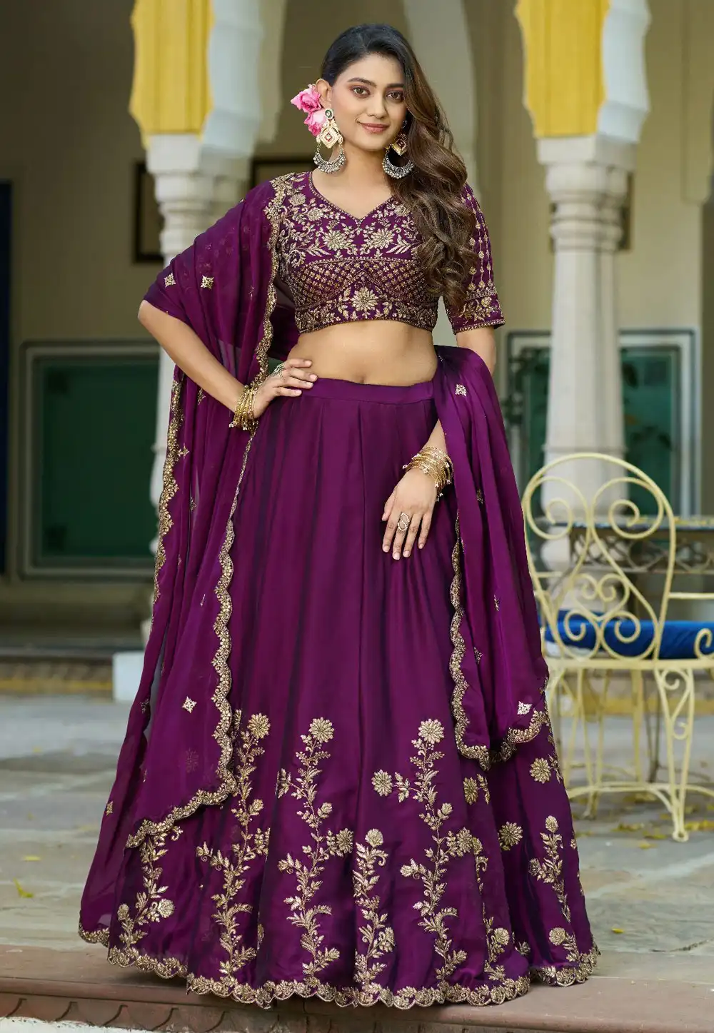 Purple Silk Lehenga Choli 328608
