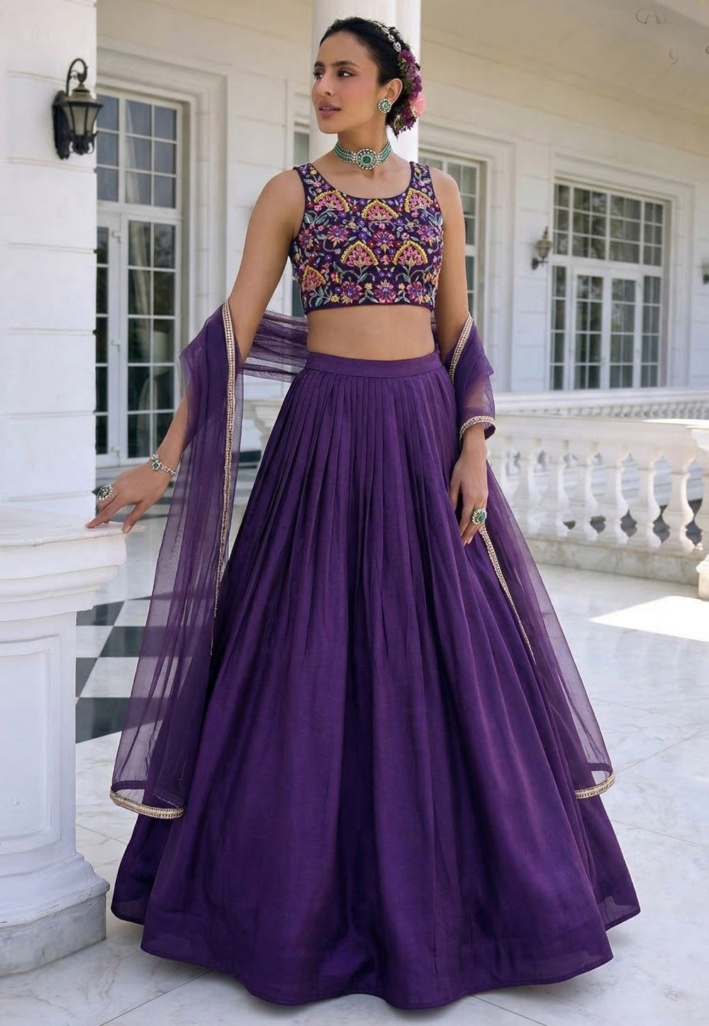 Purple Silk Lehenga Choli 326556