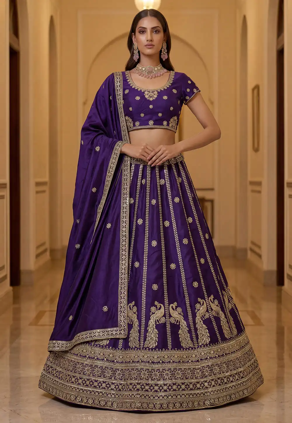 Purple Silk Lehenga Choli For Wedding 330166